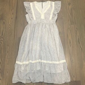 In Loom Cottagecore Blue & White Large Ruffled Tiered Sleeveless Sundress